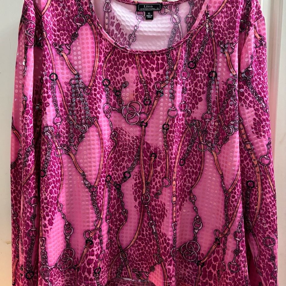 Lisa International Fuchsia and Magenta Blouse